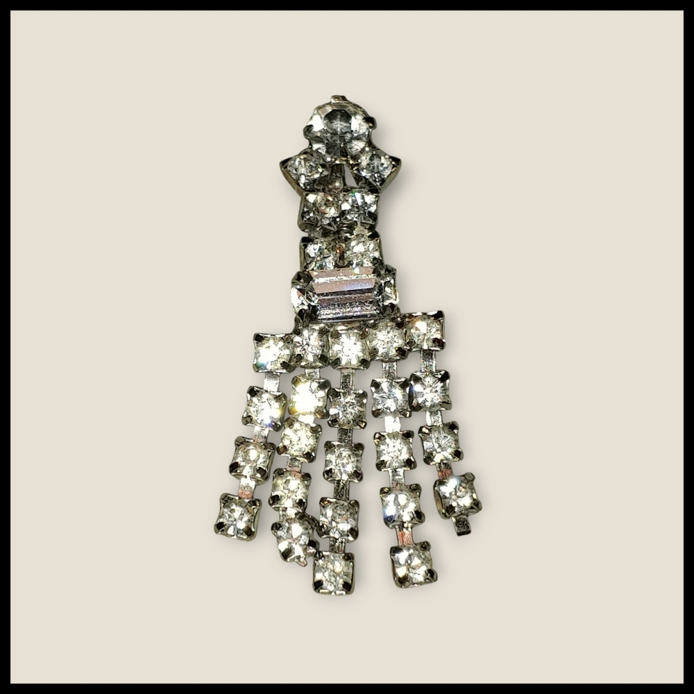 Vintage Fringe Rhinestone Brooch